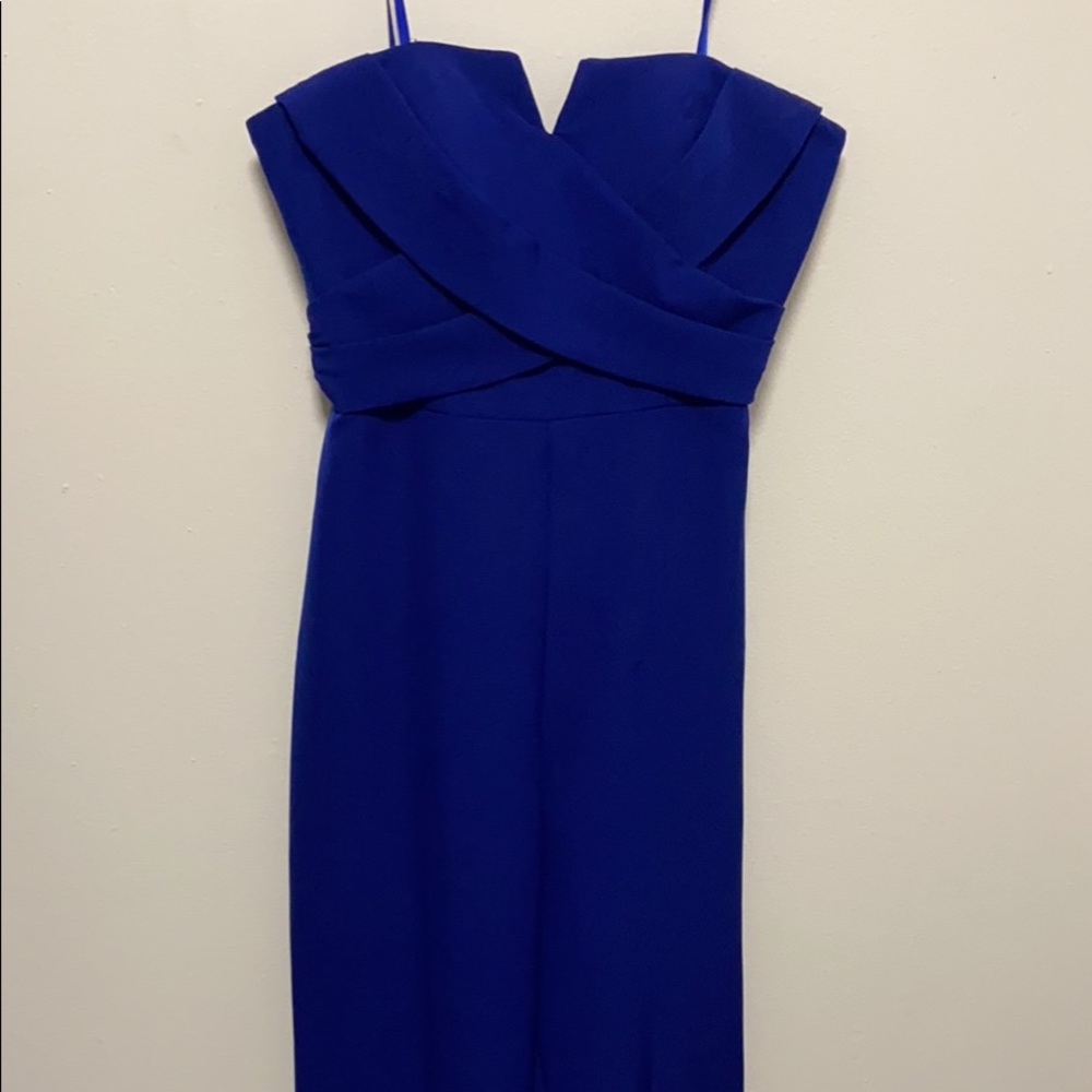 Blue Strapless Jumpsuit